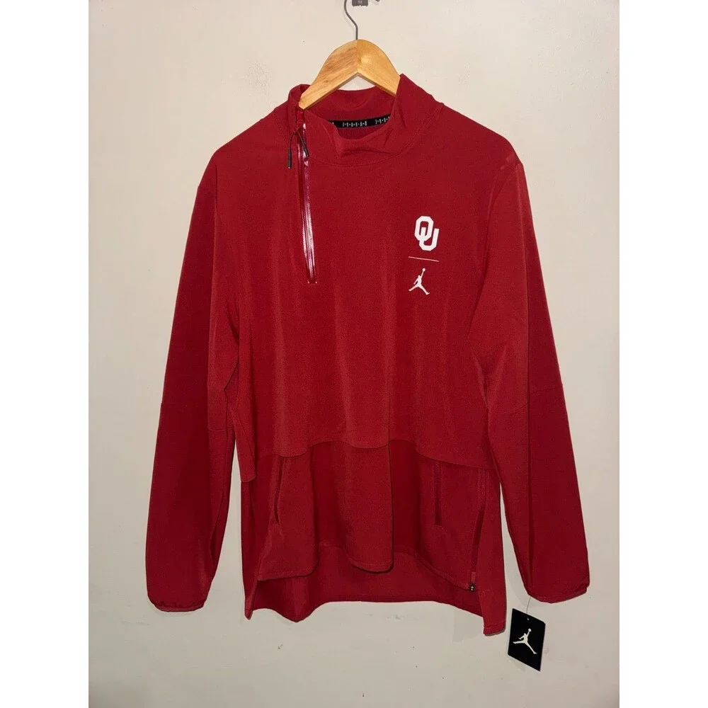 Men's M Jordan Shield Oklahoma Sooners Team Issue 1/4 Zip Lightweight Jacket NEW